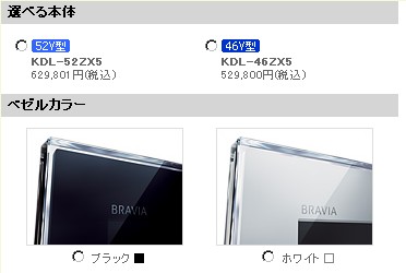 BRAVIA プレミアム オーダー KDL-46/52ZX5